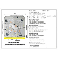 Hydrosan Garten-Whirlpool-Badewanne SPA752 Cappuccino Anthrazit Gehäuse 200x200 cm – Vorschau 12