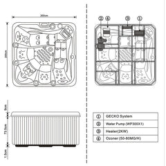 Hydrosan Garten-Whirlpool-Badewanne SPA752 Cappuccino Anthrazit Gehäuse 200x200 cm – Vorschau 11