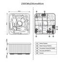 Hydrosan Garten-Whirlpool-Badewanne Spa755 Blaue Welle Gehäuse Graue Platte F22 230x230 cm