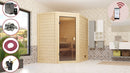 Karibu Massivholzsauna "Sauna Mila 4" 2 Personen 9 kW Bio-Kombi Ofen + Steuergerät HUUM WIFI