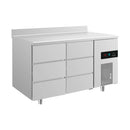 Kühltisch -2 bis +8°C 1400x700x850mm mit 2x drei Schubladen u. Aufkantung