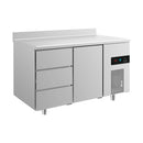 Kühltisch -2 bis +8°C 1400x700x850mm mit 1x Tür und 1x drei Schubladen u. Aufkantung