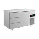 Kühltisch -2 bis +8°C 1400x700x850mm mit 1x Tür und 1x drei Schubladen