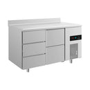Kühltisch -2 bis +8°C 1400x700x850mm mit 1x zwei Schubladen und 1x drei Schubladen u. Aufkantung