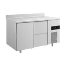 Kühltisch -2 bis +8°C 1400x700x850mm mit 1x Tür und 1x zwei Schubladen u. Aufkantung