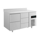 Kühltisch -2 bis +8°C 1400x700x850mm mit 1x zwei Schubladen und 1x drei Schubladen u. Aufkantung