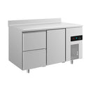 Kühltisch -2 bis +8°C 1400x700x850mm mit 1x Tür und 1x zwei Schubladen u. Aufkantung