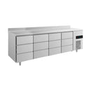 Kühltisch -2 bis +8°C 2330x700x850mm mit 4x drei Schubladen u. Aufkantung