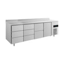 Kühltisch -2 bis +8°C 2330x700x850mm mit 1x Tür, 1x zwei Schubladen und 2x 3 Schubladen u. Aufkantung