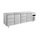 Kühltisch -2 bis +8°C 2330x700x850mm mit 1x Tür, 1x zwei Schubladen und 2x 3 Schubladen