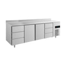 Kühltisch -2 bis +8°C 2330x700x850mm mit 2x Türen und 2x drei Schubladen u. Aufkantung