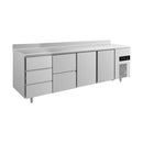 Kühltisch -2 bis +8°C 2330x700x850mm mit 2x Türen, 1x zwei Schubladen und 1x 3 Schubladen u. Aufkantung