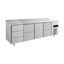 Kühltisch -2 bis +8°C 2330x700x850mm mit 1x Tür, 2x zwei Schubladen und 1x 3 Schubladen u. Aufkantung