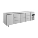 Kühltisch -2 bis +8°C 2330x700x850mm mit 1x Tür, 1x zwei Schubladen und 2x 3 Schubladen