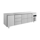 Kühltisch -2 bis +8°C 2330x700x850mm mit 1x Tür, 2x zwei Schubladen und 1x 3 Schubladen