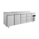 Kühltisch -2 bis +8°C 2330x700x850mm mit 2x Türen und 2x drei Schubladen u. Aufkantung