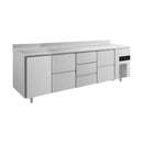Kühltisch -2 bis +8°C 2330x700x850mm mit 1x Tür, 2x zwei Schubladen und 1x 3 Schubladen u. Aufkantung
