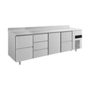 Kühltisch -2 bis +8°C 2330x700x850mm mit 1x Tür, 2x zwei Schubladen und 1x 3 Schubladen u. Aufkantung