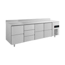 Kühltisch -2 bis +8°C 2330x700x850mm mit 3x zwei Schubladen und 1x drei Schubladen u. Aufkantung