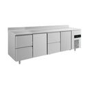 Kühltisch -2 bis +8°C 2330x700x850mm mit 2x Türen und 2x zwei Schubladen u. Aufkantung