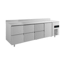 Kühltisch -2 bis +8°C 2330x700x850mm mit 1x Tür und 3x zwei Schubladen u. Aufkantung