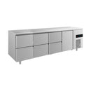 Kühltisch -2 bis +8°C 2330x700x850mm mit 1x Tür und 3x zwei Schubladen