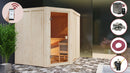Karibu Innensauna "Sauna Hannah 2" 5 Personen 9 kW Bio-Kombi Ofen + Steuergerät HUUM WIFI