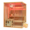 Mazur MO-EP3S LINKS Trockensauna mit HARVIA 6 kW Ofen, Salzstein und Wandisolierung 150 x 140 x 200 cm