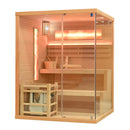 Mazur MO-EP3S LINKS Trockensauna mit HARVIA 6 kW Ofen, Salzstein und Wandisolierung 150 x 140 x 200 cm
