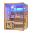 Mazur MO-EP3S LINKS Trockensauna mit HARVIA 6 kW Ofen, Salzstein und Wandisolierung 150 x 140 x 200 cm