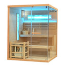 Mazur MO-EP3S LINKS Trockensauna mit HARVIA 6 kW Ofen, Salzstein und Wandisolierung 150 x 140 x 200 cm