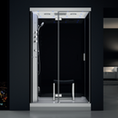 Mazur MUE-H1200-22L LINKS SCHWARZ Duschkabine mit Hydromassage und Dampfsauna 120 x 90 x 217 cm