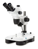 Euromex Stereo-Zoom-Mikroskop NZ.1903-M, 6,7-45x, Säule, Auf- und Durchlicht, Trino, Spiegel für Dunkelfeld, Embryologie