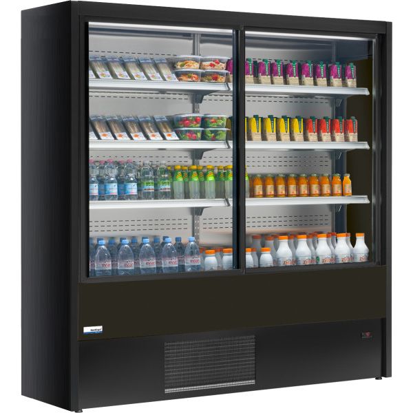NordCap COOL-LINE wall-mounted refrigerated display cabinet OLIMPO 180 with sliding doors