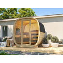 Fjordholz Barrel Sauna Model Bus 160 with Full Glass Front and Half Glass Window