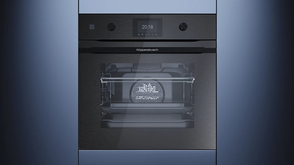 Kueppersbusch Pyrolyse-BO, Graphite, Glasblende, Griff Schwarz, TFT-Display, Drehknebel, 10 Fkt.