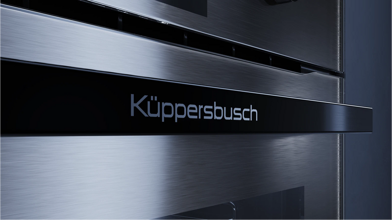Kueppersbusch Pyrolyse-BO, Graphite, Glasblende, Griff Schwarz, TFT-Display, Drehknebel, 10 Fkt.