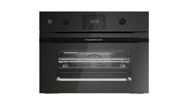 Kueppersbusch Compact-Mikrowellen-BO, Graphite, Glasblende, Griff Schwarz, TFT-Display, Drehknebel,10+2 Fkt.