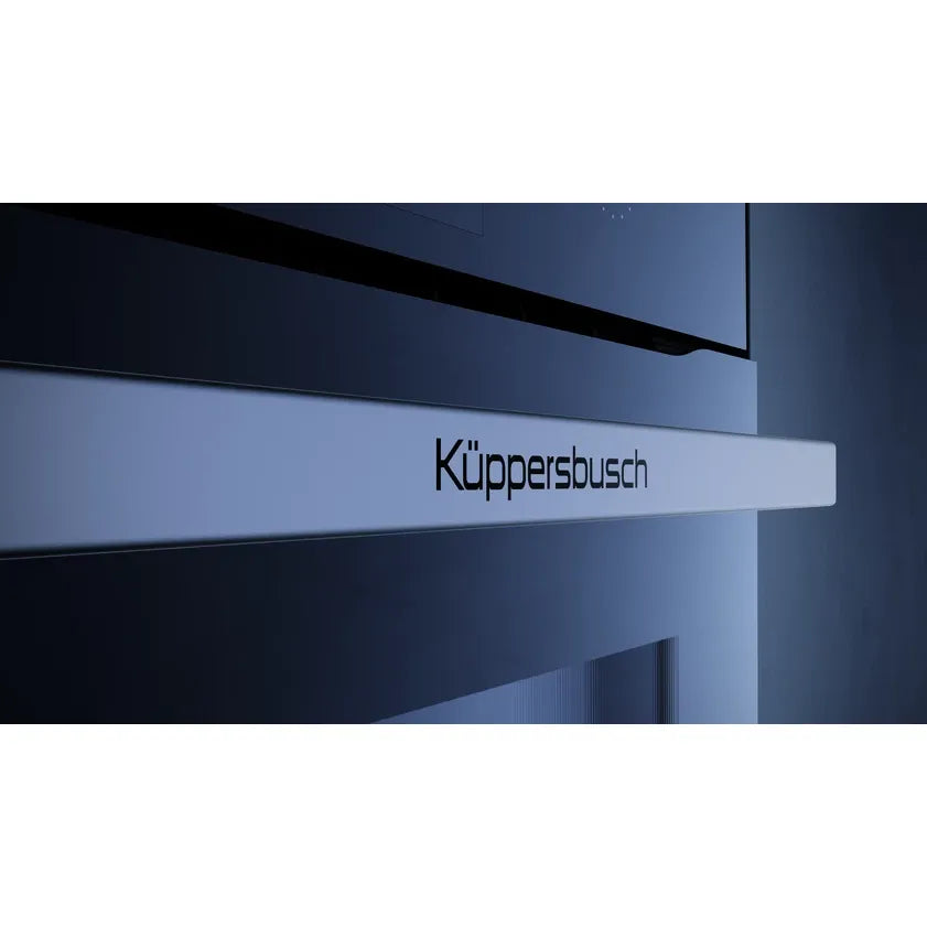 Kueppersbusch steam oven, black, glass front, without design kit, rotary knob, 8+4 functions, 1 TAZ, external steam generator