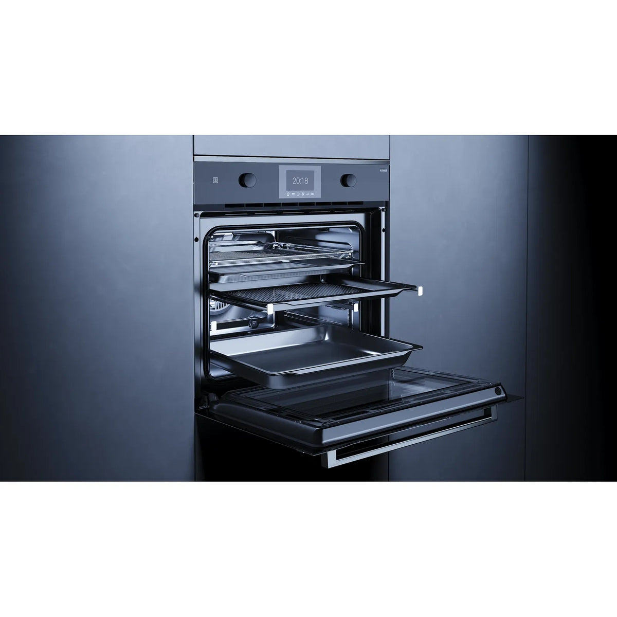 Kueppersbusch Pyrolyse-BO, Schwarz, Glasblende, ohne Designkit, TFT-Display, Drehknebel, 10 Fkt., 2 TAZ, K-Connect, AirFry-Kit