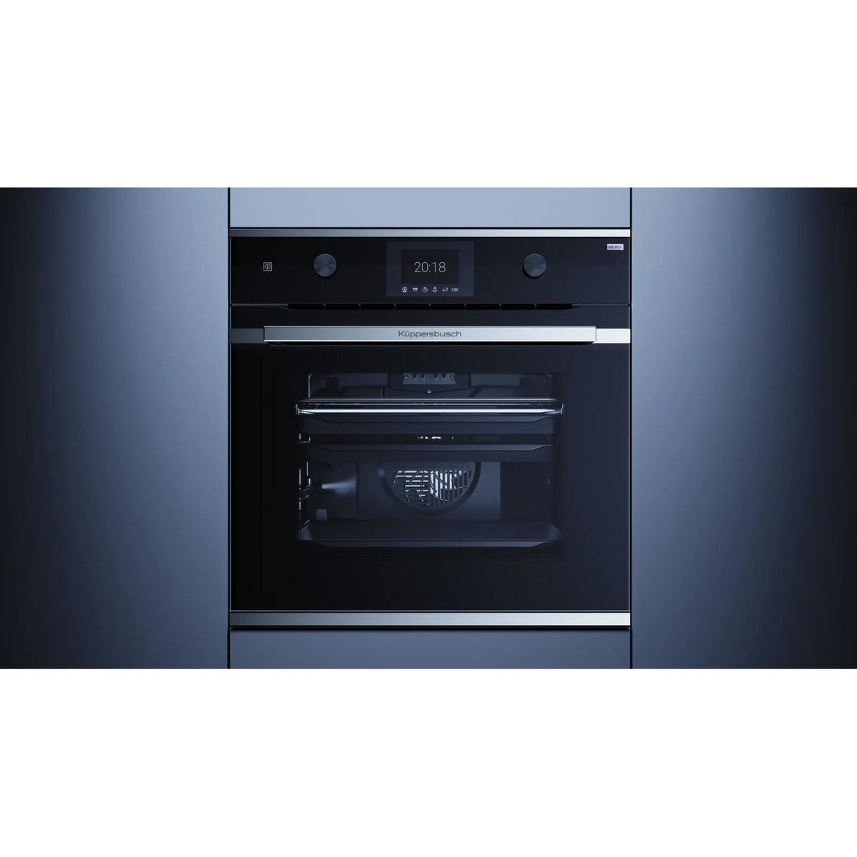 Kueppersbusch Pyrolyse-BO, Schwarz, Glasblende, ohne Designkit, TFT-Display, Drehknebel, 10 Fkt., 2 TAZ, K-Connect, AirFry-Kit