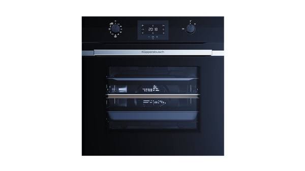 Kueppersbusch Pyrolyse-BO, Schwarz, Glasblende, ohne Designkit, Drehknebel, 6+1 Fkt., 1 TAZ, 340°C Pizzafunktion