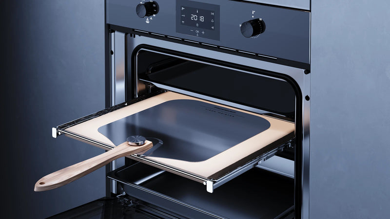Kueppersbusch Pyrolyse-BO, Schwarz, Glasblende, ohne Designkit, Drehknebel, 6+1 Fkt., 1 TAZ, 340°C Pizzafunktion