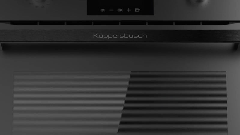 Kueppersbusch Dampf-BO, MattBlack, Glasblende, Griff Schwarz, Drehknebel, 8+4 Fkt., 1 TAZ, ext. Dampferzeuger
