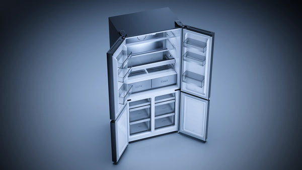Kueppersbusch Stand-Kühl-Gefrier-Kombi, 91cm, 4-Türer, Edelstahl Look, NoFrost, metallische-Rückwand, EEK E, 343+197 Liter
