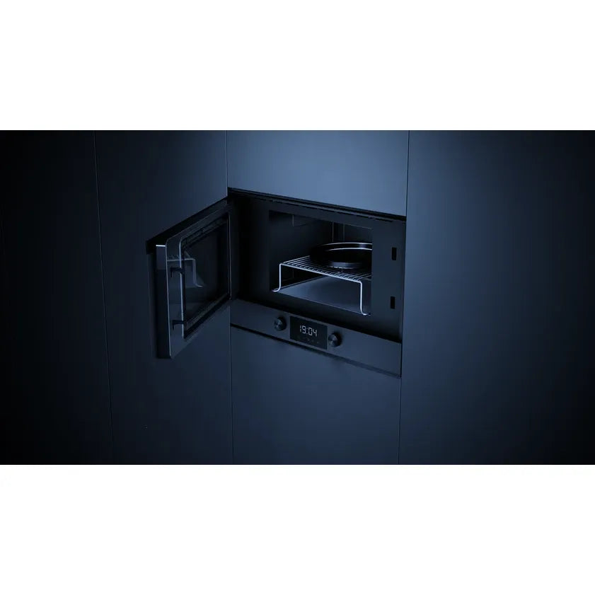 Kueppersbusch Mikrowelle m. Grill, 38er Nische, MattBlack, Grifflos, Drehknebel, 3 Fkt., Linksanschlag