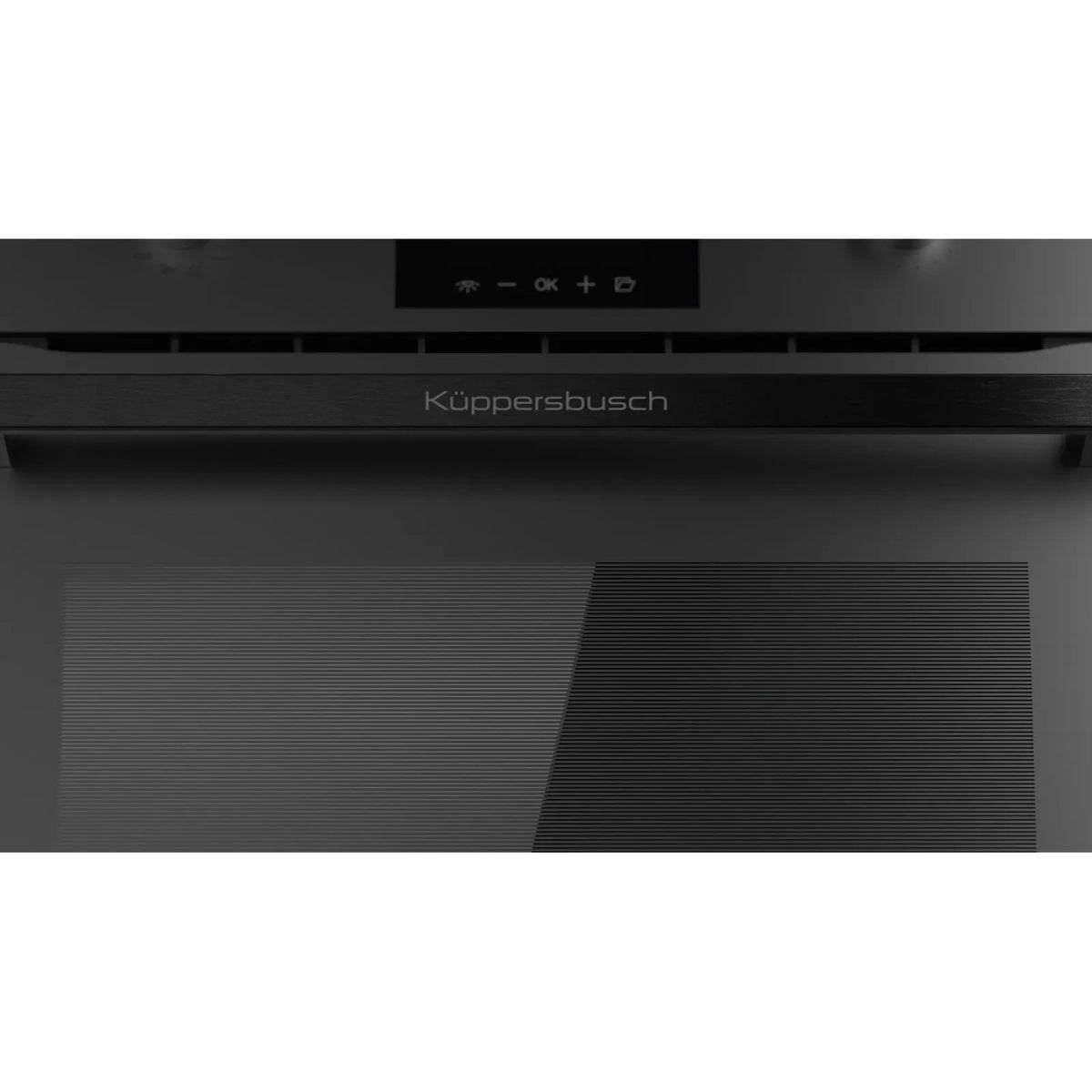 Kueppersbusch Compact-Mikrowellen-BO, MattBlack, Glasblende, Griff Schwarz, Drehknebel, 8+3 Fkt.