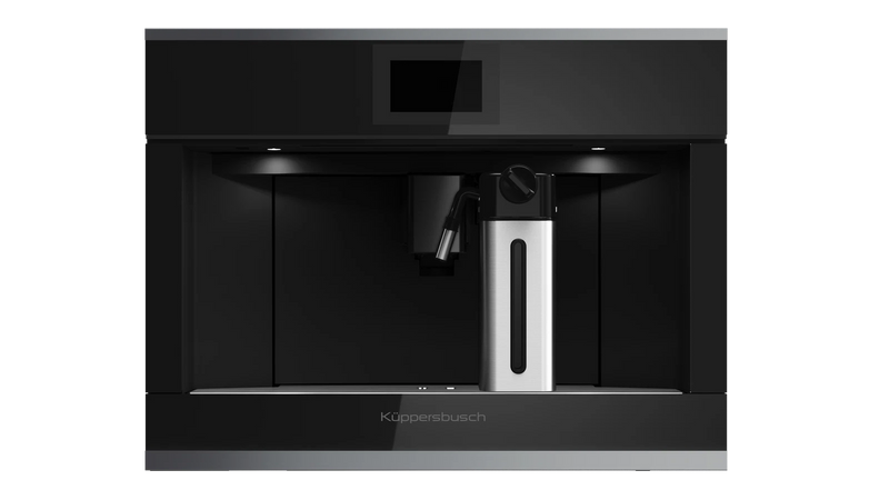 Kueppersbusch Compact-Kaffeevollautomat, Schwarz, ohne Designkit, Glasblende, TFT Touch Display, Milch-Fkt., Wassertank