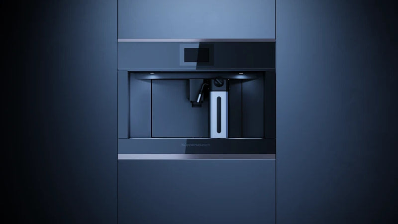 Kueppersbusch Compact-Kaffeevollautomat, Schwarz, ohne Designkit, Glasblende, TFT Touch Display, Milch-Fkt., Wassertank