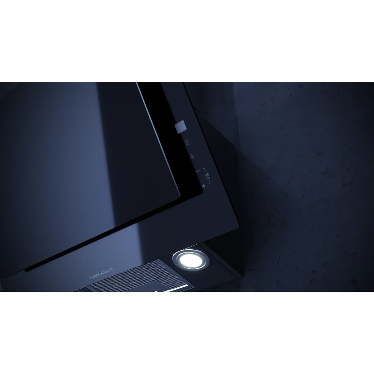 Kueppersbusch extractor hood, headroom, 60cm, black, touch control, energy efficiency class A+, internal extraction rate 698m³/h, perimeter extraction, LED